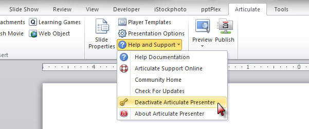 Deactivate Presenter '09 in PowerPoint 2010 / 2007