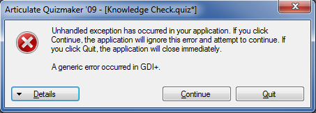 A generic error occurred in GDI+ - Articulate Support